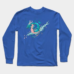 Tattoo Dragon, Aqua Long Sleeve T-Shirt